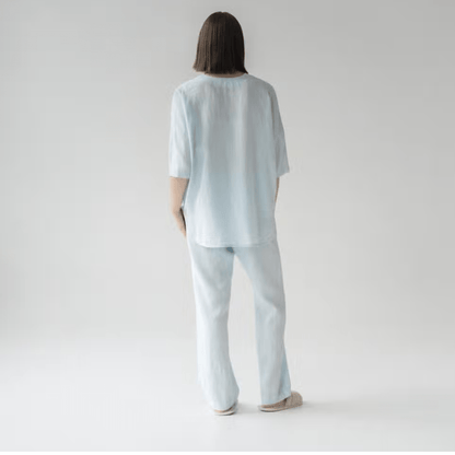 Baby Blue Linen Loungewear Set