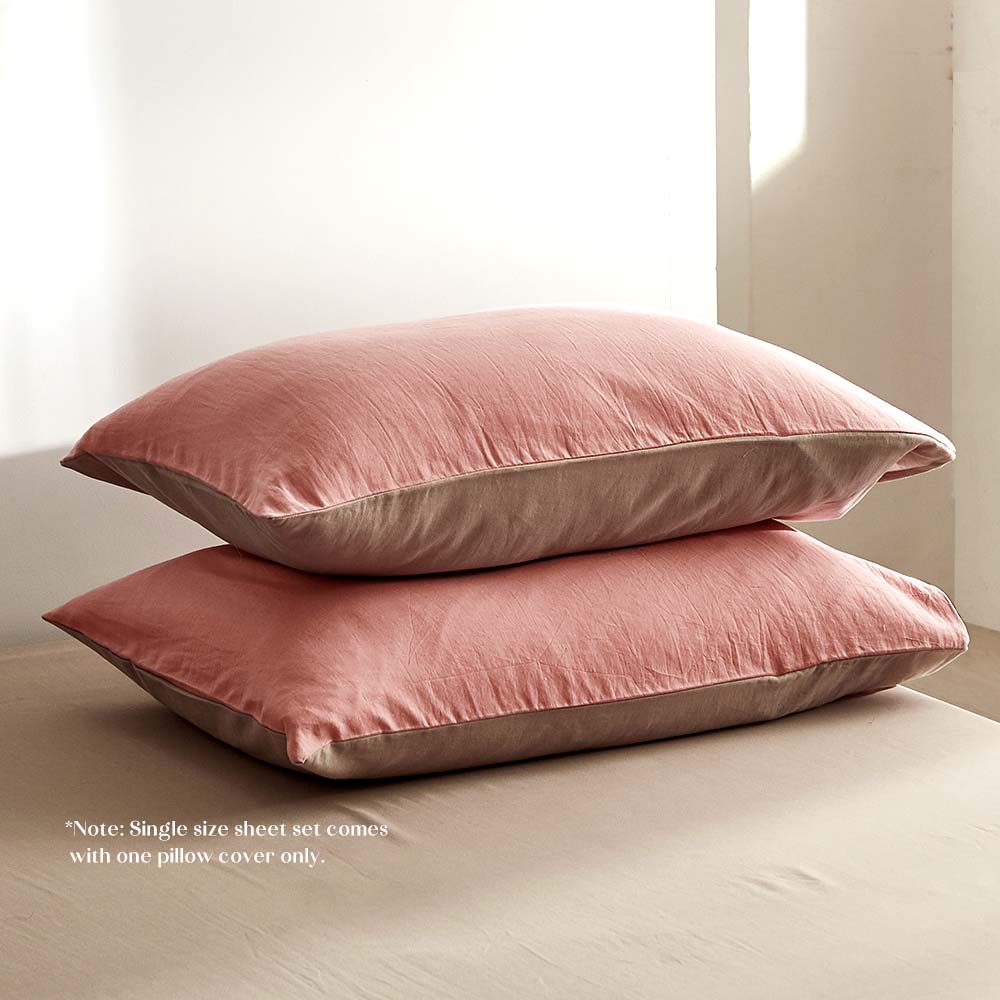 Cosy Club Sheet Set Bed Sheets Set Single Flat Cover Pillow Case Pink