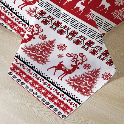 Christmas Duvet Cover Set Snowflake Red Elk Reindeer Tree Bedding Set