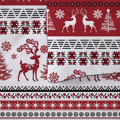 Christmas Duvet Cover Set Snowflake Red Elk Reindeer Tree Bedding Set