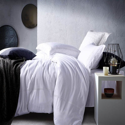 100% Egyptian Cotton White Embroidery 5 Star Hotel Bedding Set - Duvet cover sheet 4/6pcs