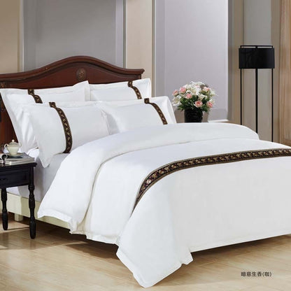 100% Cotton Home Bedding Set - Luxury Satin Strip (Four Pieces & 2 Pillowcases)