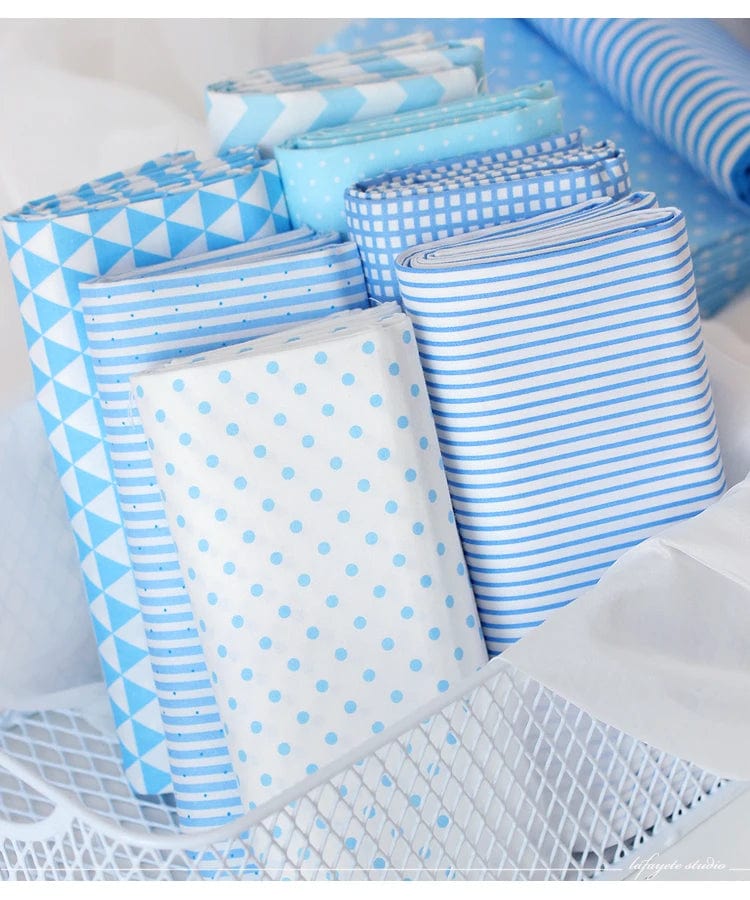 160x50cm Blue Color Twill Cotton Sewing Fabric Making Bedding