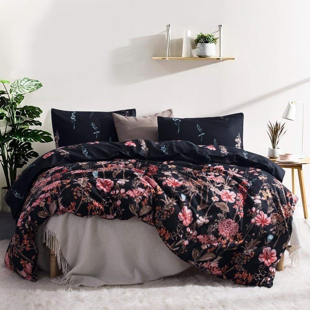 Floral bedding set Twin Double Queen King duvet cover sets microfiber bed linen white and black quilt cover set