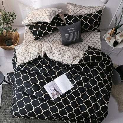 Luxury Black Bedding Set Queen King SIngle Full Size Polyester Bed