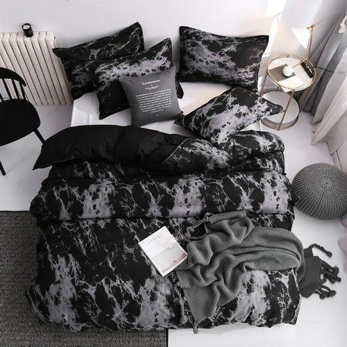 Luxury Black Bedding Set Queen King SIngle Full Size Polyester Bed