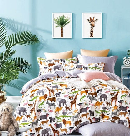 Fun Kids  Animal Prints 100% Cotton Reversible Comforter Set