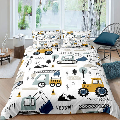 Home Textiles Luxury 3D Tractor Duvet Cover Set Pillowcase Kids Bedding Set AU/EU/UK/US Queen and King Size Bedding