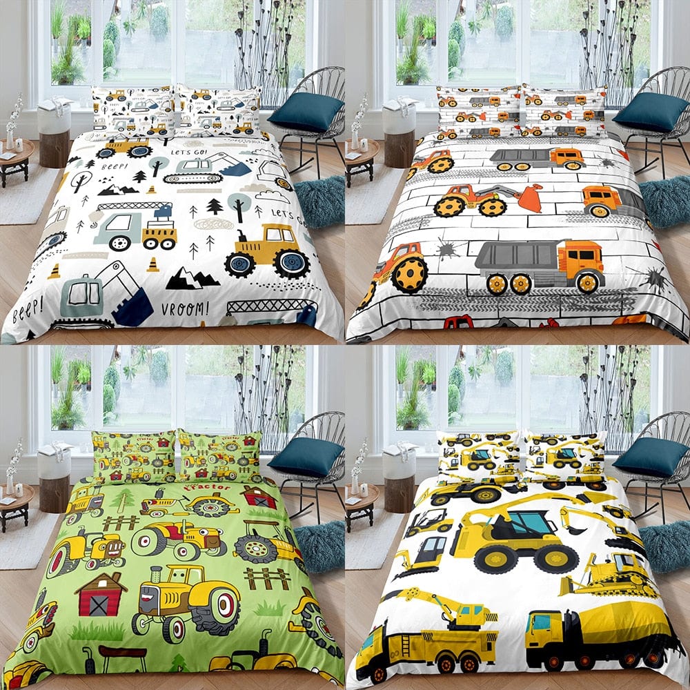 Home Textiles Luxury 3D Tractor Duvet Cover Set Pillowcase Kids Bedding Set AU/EU/UK/US Queen and King Size Bedding