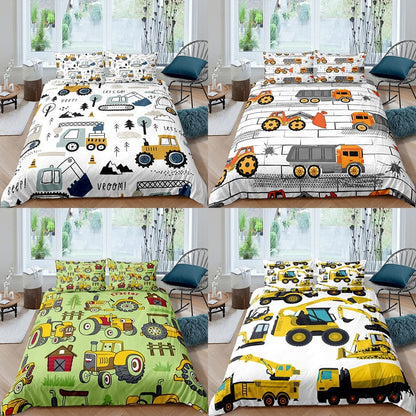 Home Textiles Luxury 3D Tractor Duvet Cover Set Pillowcase Kids Bedding Set AU/EU/UK/US Queen and King Size Bedding