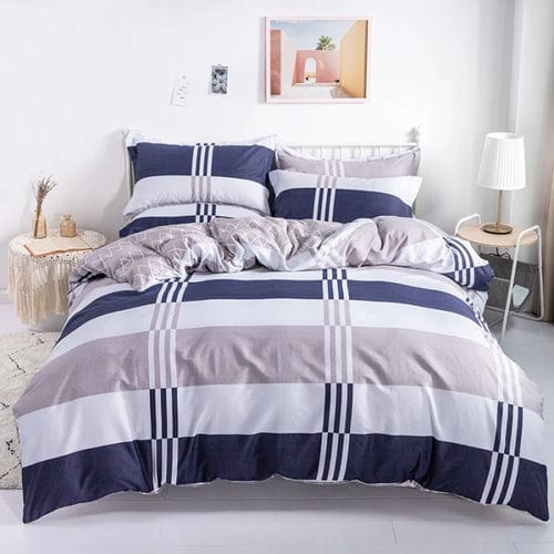 3PC 100% Cotton Duvet Cover Set Striped Printing 1PC Duvet Cover 2PC