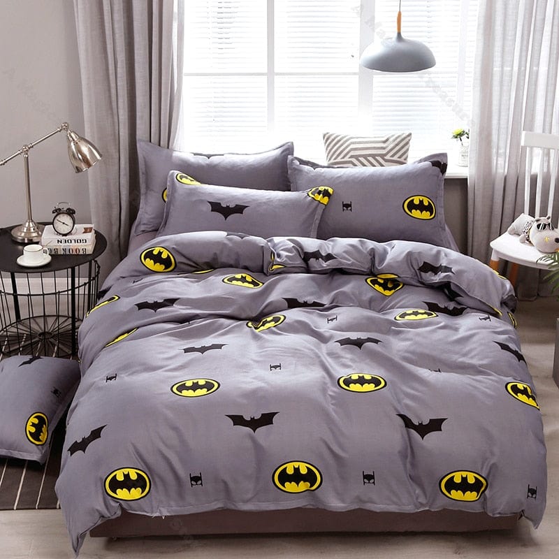 High Quality Bedding Set Bat-man Pattern Bed Linings Duvet Cover Bed Sheet & Pillowcases Cover Set