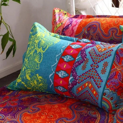 Boho Plain Print Quilt Cover & Pillowcases; 3PC Set King Size Bedding Set