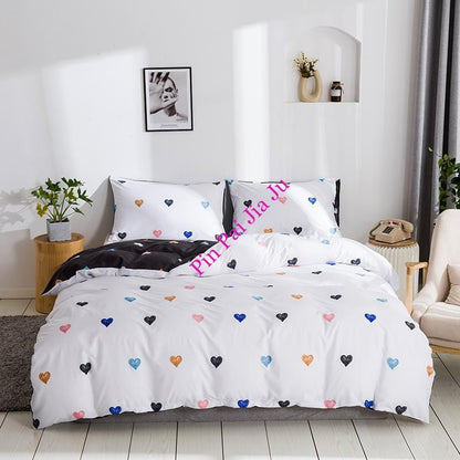 Nordic Double Bed Ab Double-Sided Design Duvet Cover Queen Child Comforters Cover Home Textiles Stars Pattern White Bedding Set