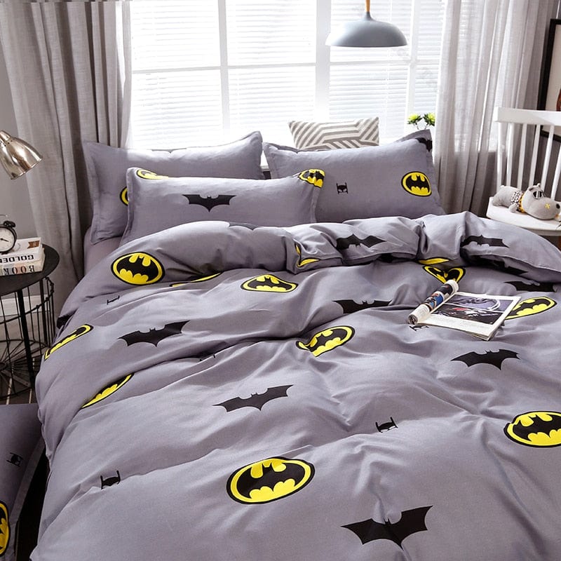 High Quality Bedding Set Bat-man Pattern Bed Linings Duvet Cover Bed Sheet & Pillowcases Cover Set