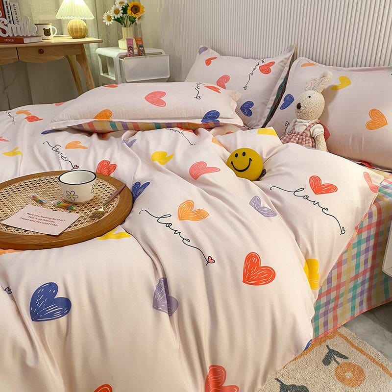 Hot Sale Checkerboard Bedding Set Single Queen Size Flat Sheet Quilt Duvet Cover Pillowcase Polyester Bed Linens Home Textile