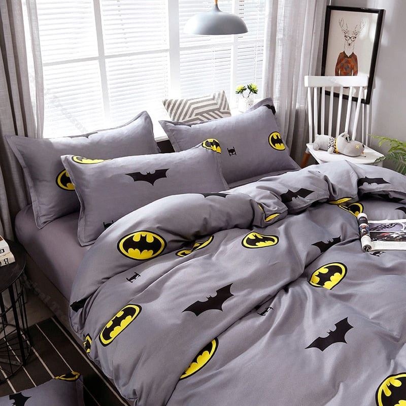 High Quality Bedding Set Bat-man Pattern Bed Linings Duvet Cover Bed Sheet & Pillowcases Cover Set