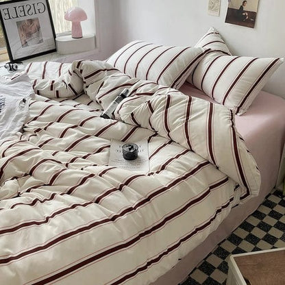 Bed Linen Bed Sheets Set Stripes Dots Duvet Cover Set Quilt Cover Bed