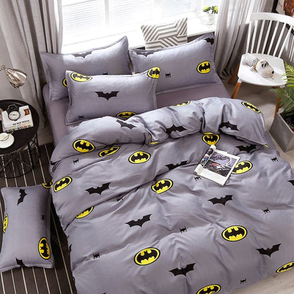 High Quality Bedding Set Bat-man Pattern Bed Linings Duvet Cover Bed Sheet & Pillowcases Cover Set