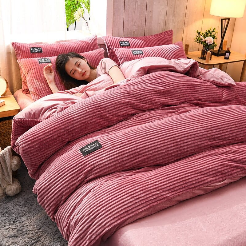 Thick Solid Color Velvet Duvet Cover Winter Warmth Bedding Set Double Quilt Cover Twin Queen King Comforter Cover 220*240