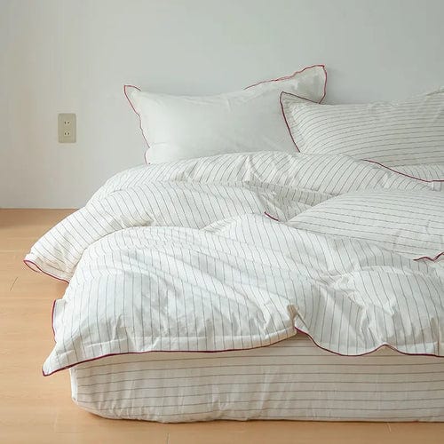 Mint Manbo Rolled Edge Washed Cotton Bed Four Piece Set, Duvet Cover,