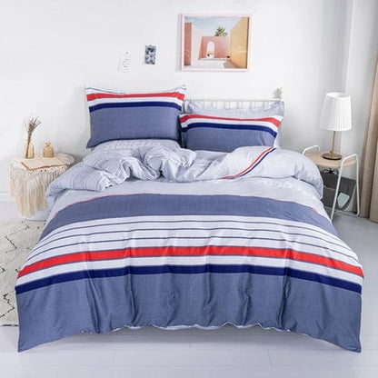 3PC 100% Cotton Duvet Cover Set Striped Printing 1PC Duvet Cover 2PC