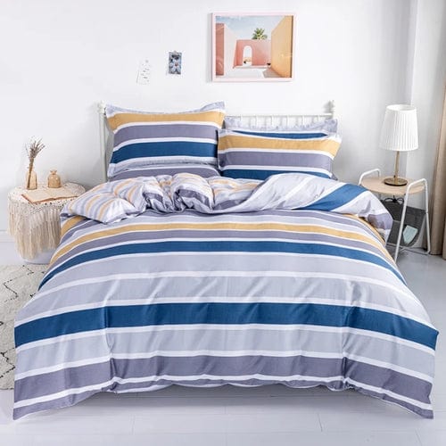 3PC 100% Cotton Duvet Cover Set Striped Printing 1PC Duvet Cover 2PC