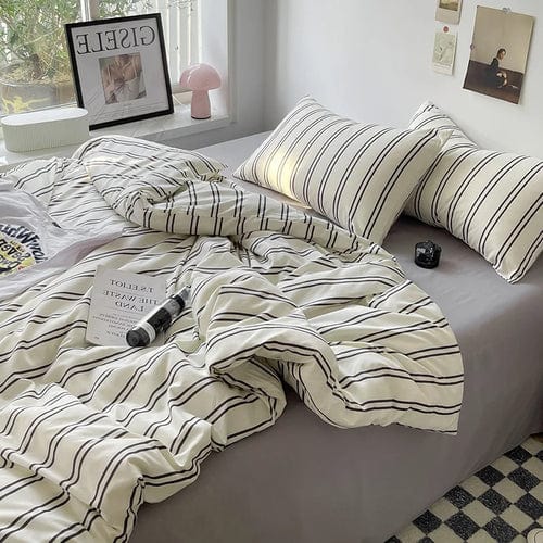 Bed Linen Bed Sheets Set Stripes Dots Duvet Cover Set Quilt Cover Bed