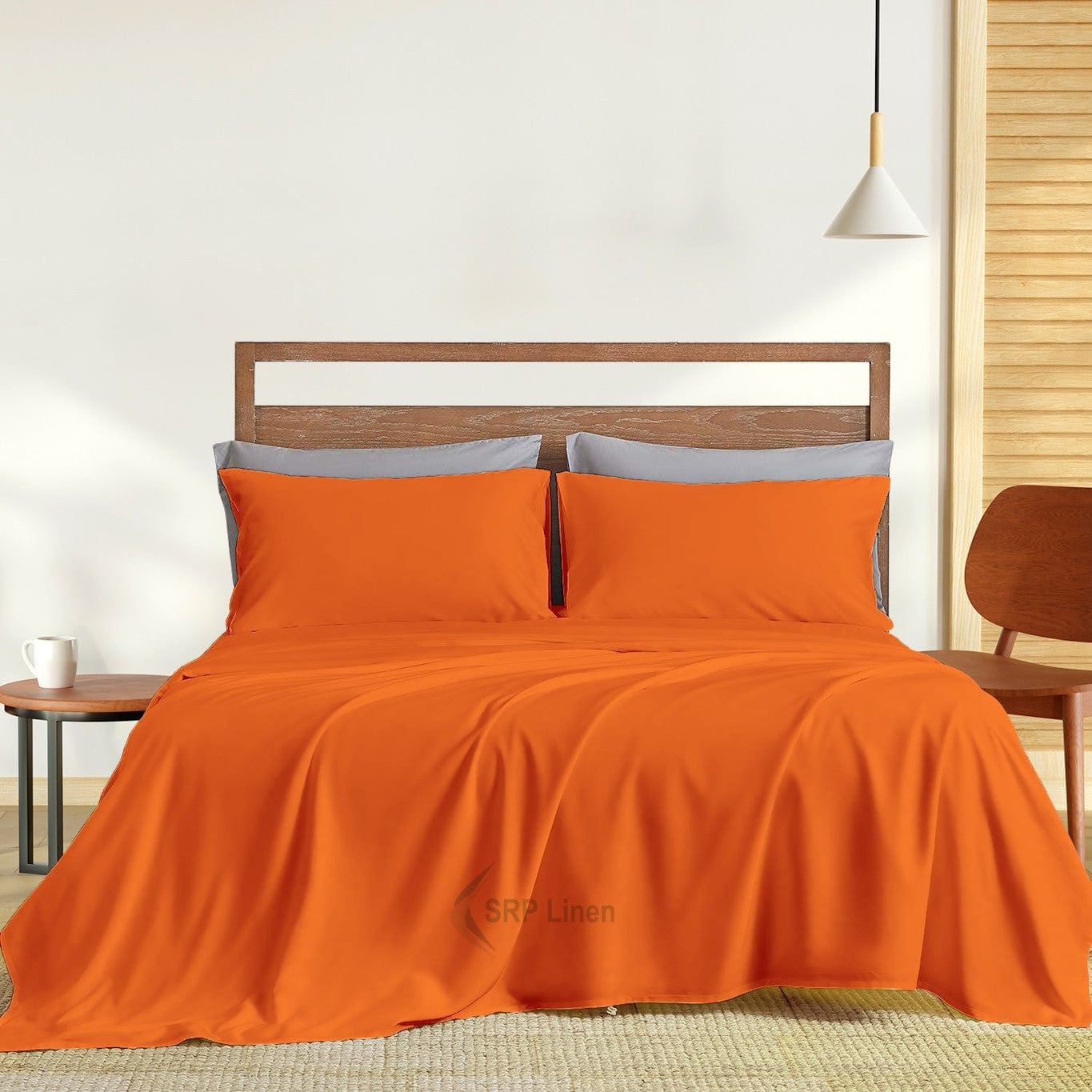 Cotton Queen Size Solid Bedsheet (Size-QUEEN SIZE) (Color-ORANGE)