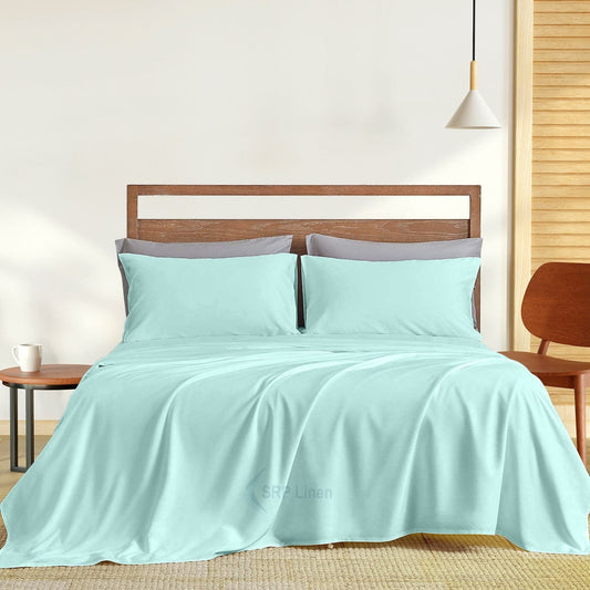 Cotton Queen Size Solid Bedsheet (Size-QUEEN SIZE) (Color-LIGHT BLUE)