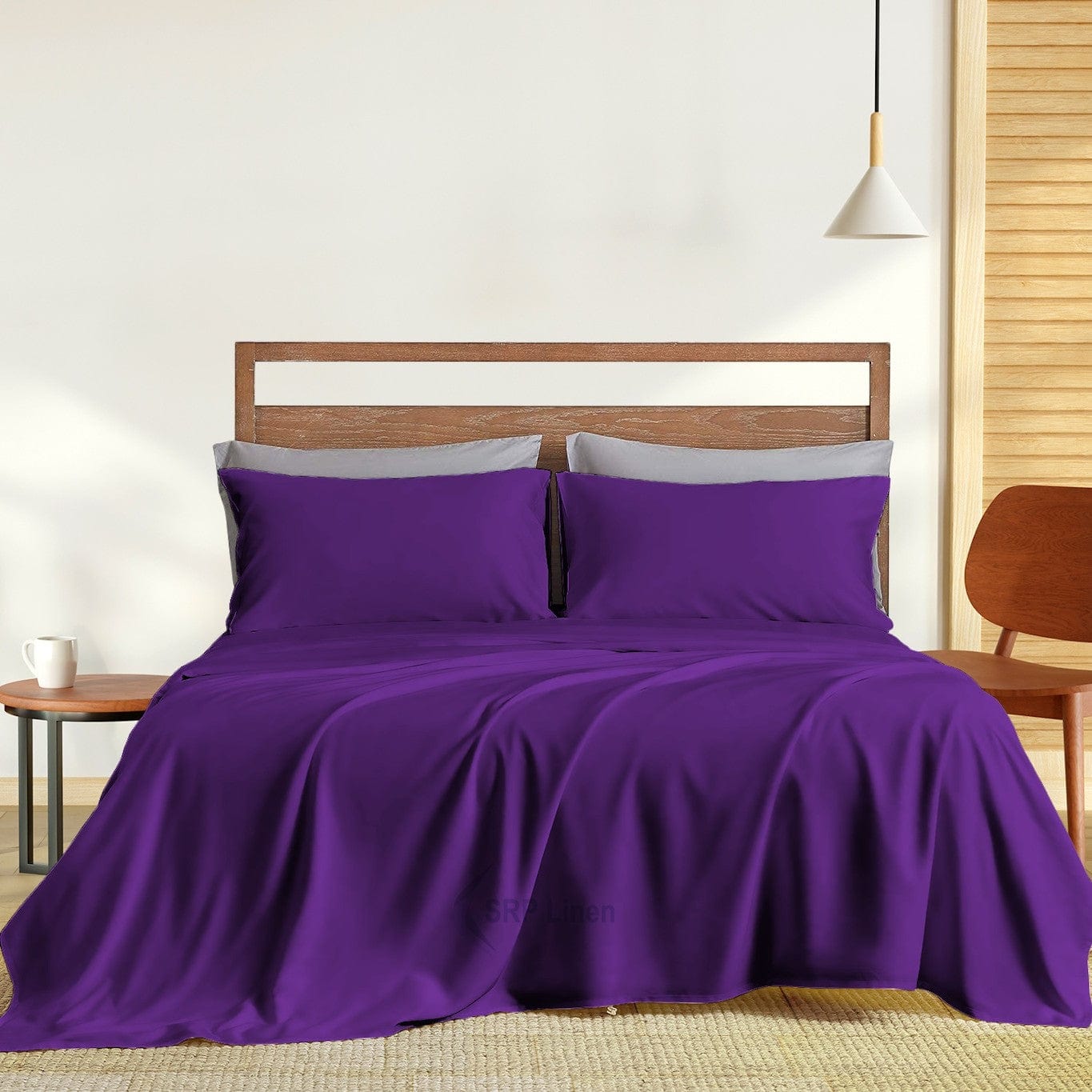 Cotton Queen Size Solid Bedsheet (Size-QUEEN SIZE) (Color-VIOLET)