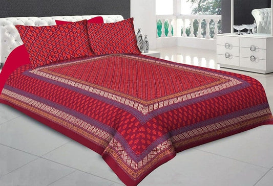 Indian Bed Sheet with Pillows on Handmade Cotton Bedding Set King Size