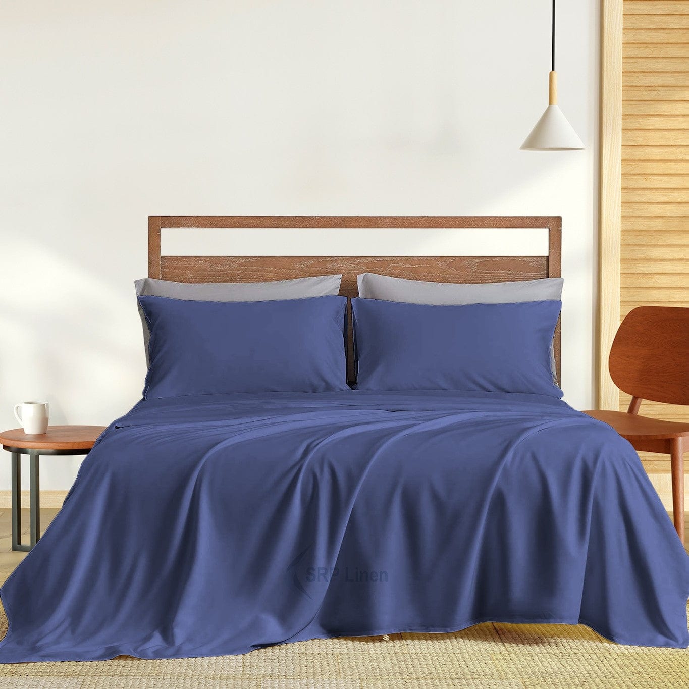 Cotton Queen Size Solid Bedsheet (Size-QUEEN SIZE) (Color-NAVY BLUE)