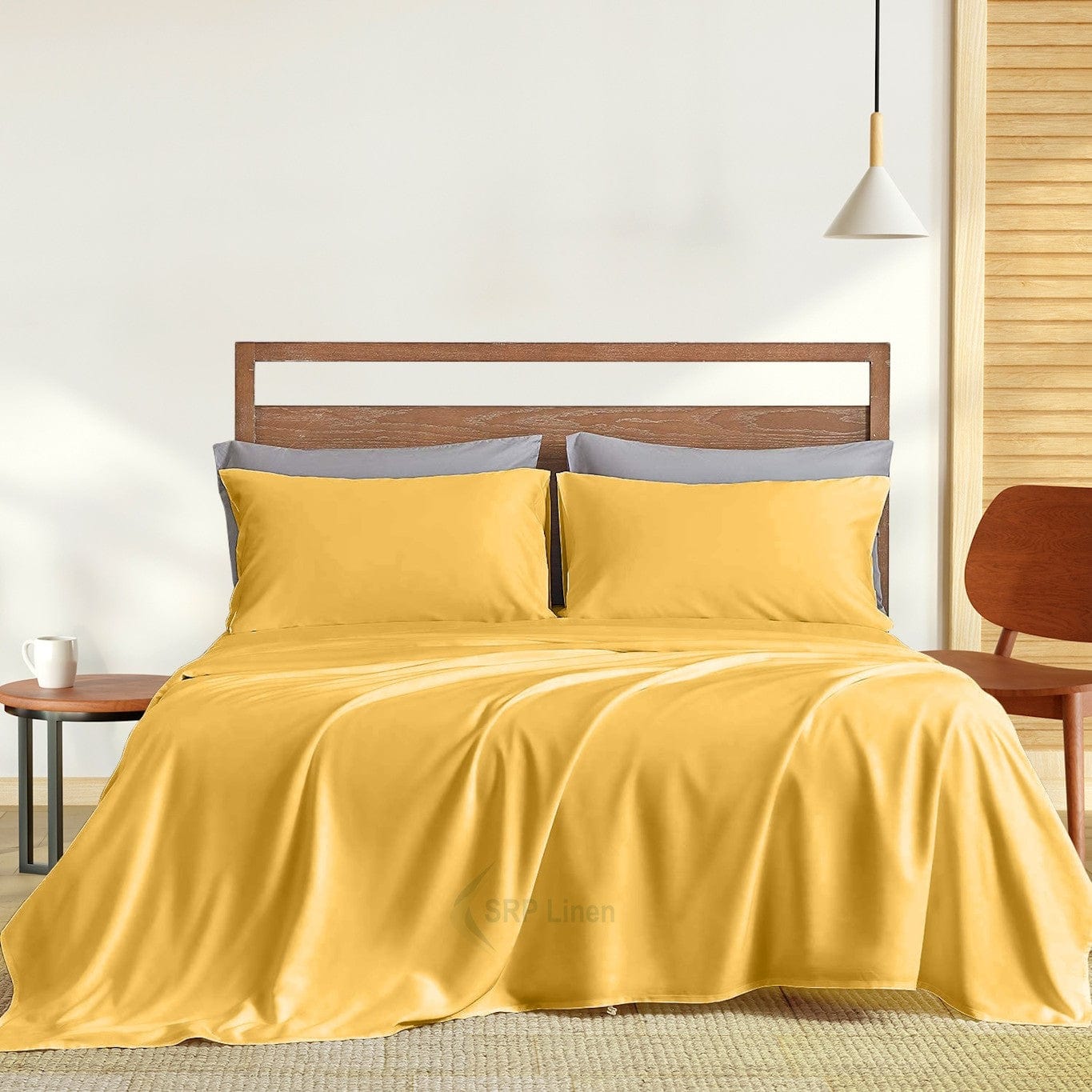 Cotton Queen Size Solid Bedsheet (Size-QUEEN SIZE) (Color-MUSTARD)