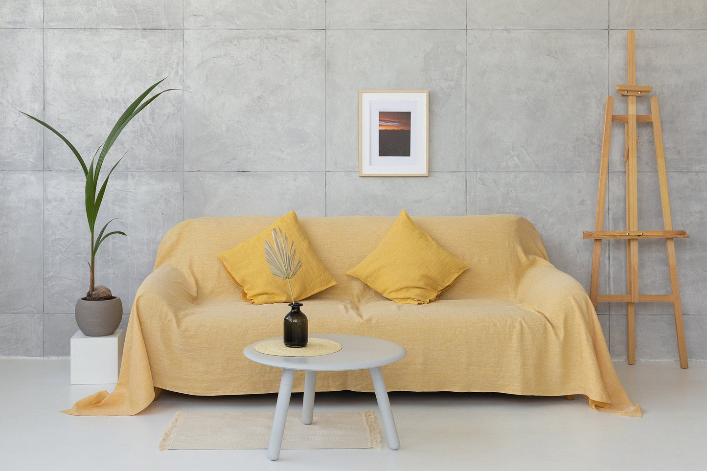 Reddish Brown linen couch cover